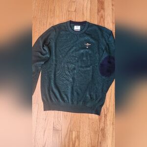 100%wool Aeronautica military mens Sweater  size L dark green